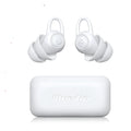 White soft silicone ear plugs for noise reduction, shown with independent packaging