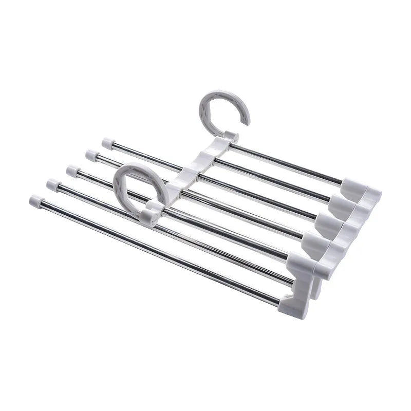 Telescopic folding stainless steel pants rack for wardrobe hanging trousers and scarves