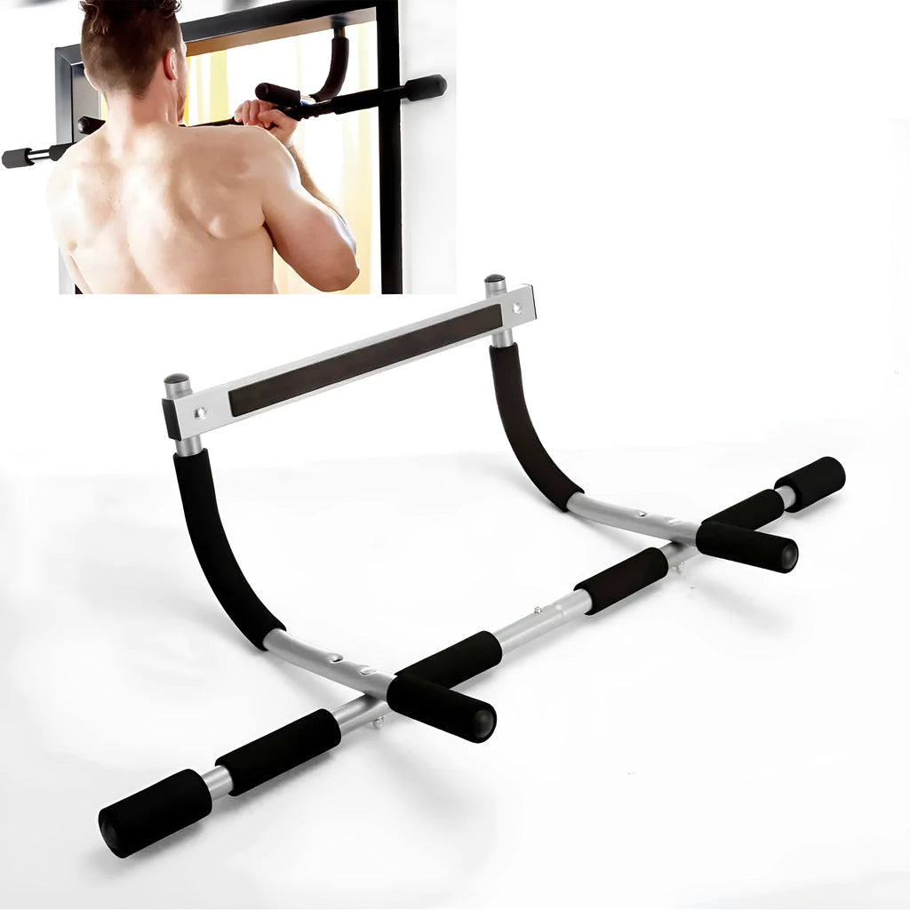 Black steel wall-mounted pull-up bar for home gym strength training