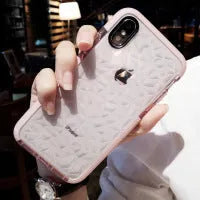 Striped TPU phone case for iPhone in pink, white, or black border options