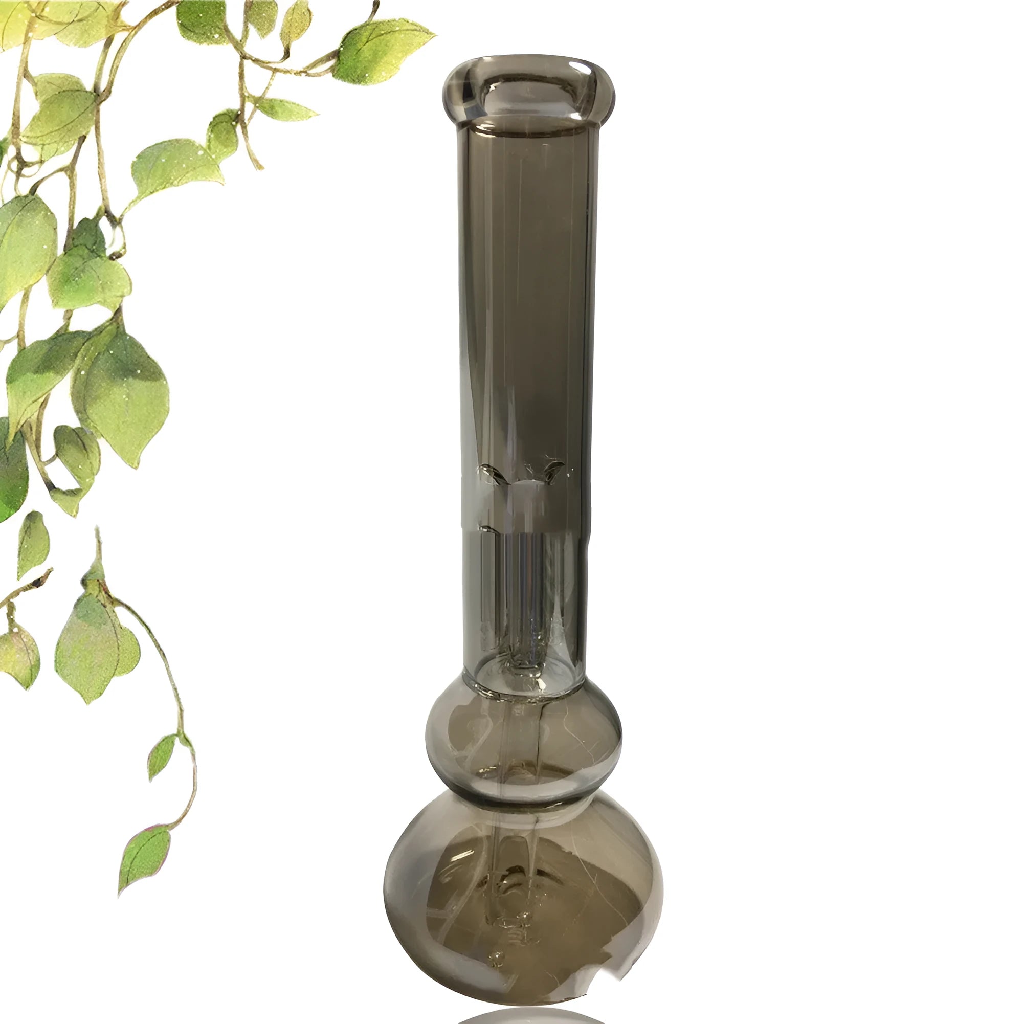 Clear coloured American-style geometric glass hanging vase ornament on display