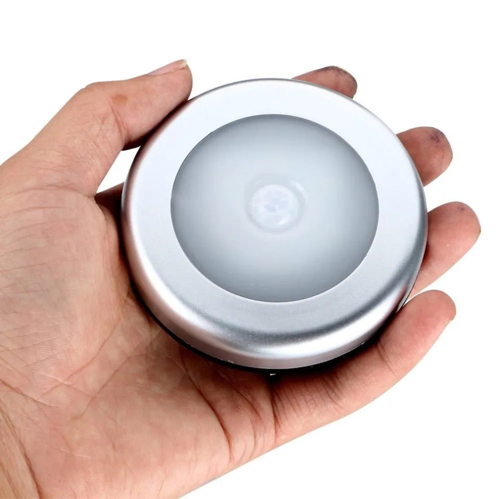 Silver wireless motion sensor night light with square PC plastic lampshade measuring 80mm