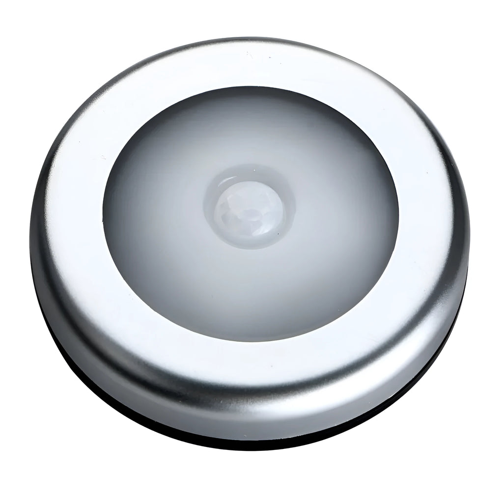 Silver wireless motion sensor night light with square PC plastic lampshade measuring 80mm