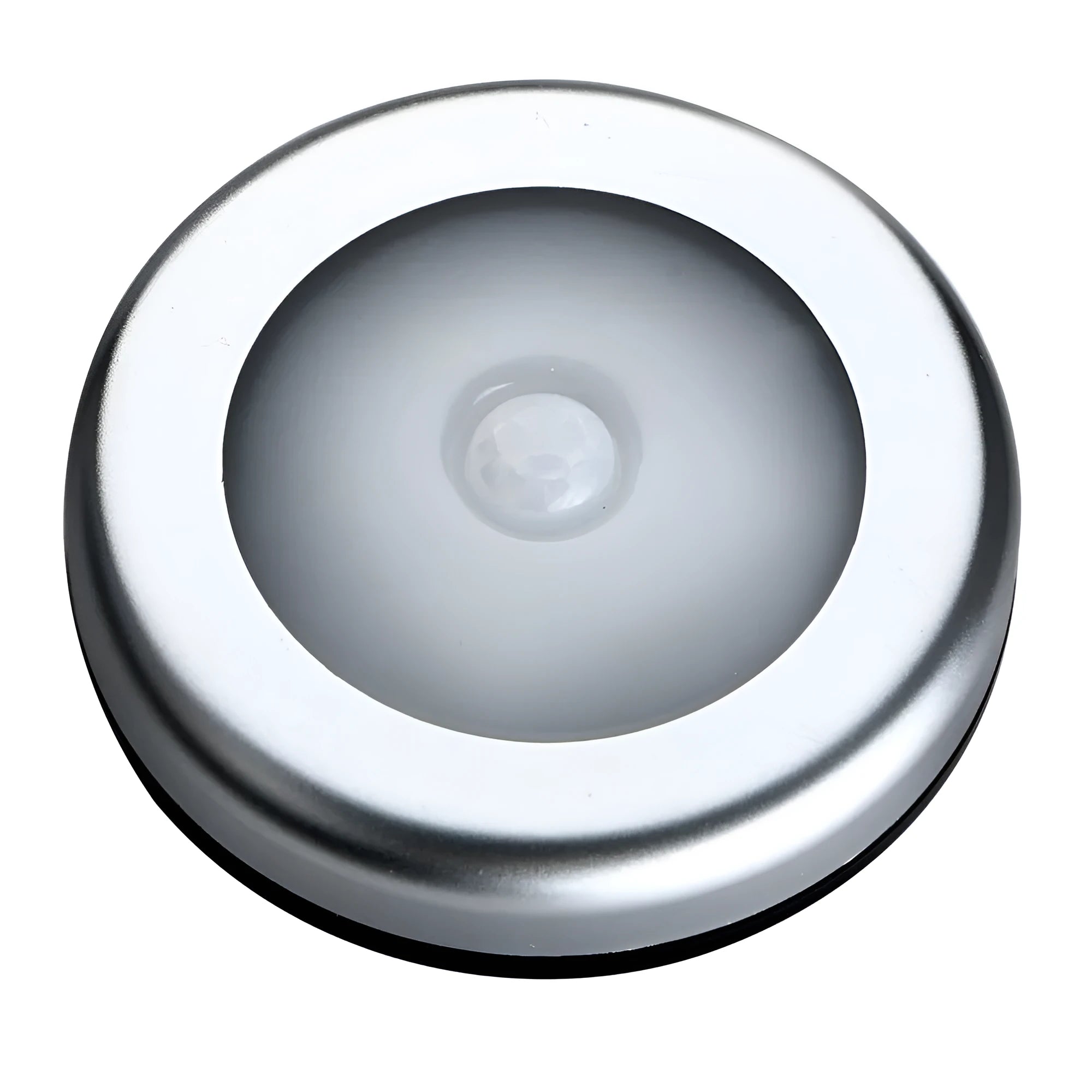 Silver wireless motion sensor night light with square PC plastic lampshade measuring 80mm