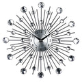 Silver round wall clock with aluminium dial showing 33cm diameter and pointer display