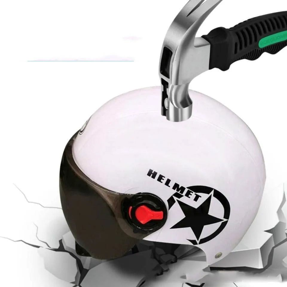 Breathable anti-collision electric car helmet with ABS shell and clear windshield on neutral background