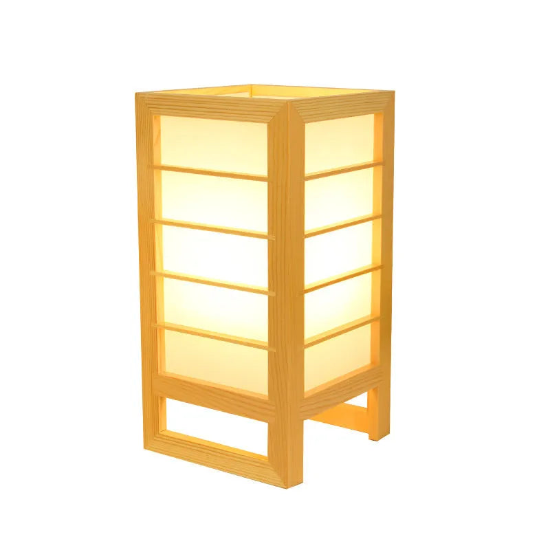Solid wood Korean style tatami bedside lamp with bamboo lamp holder
