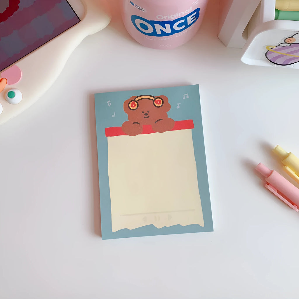 Kawaii bear memo pad notebook with cartoon cover design for daily to do lists and planning