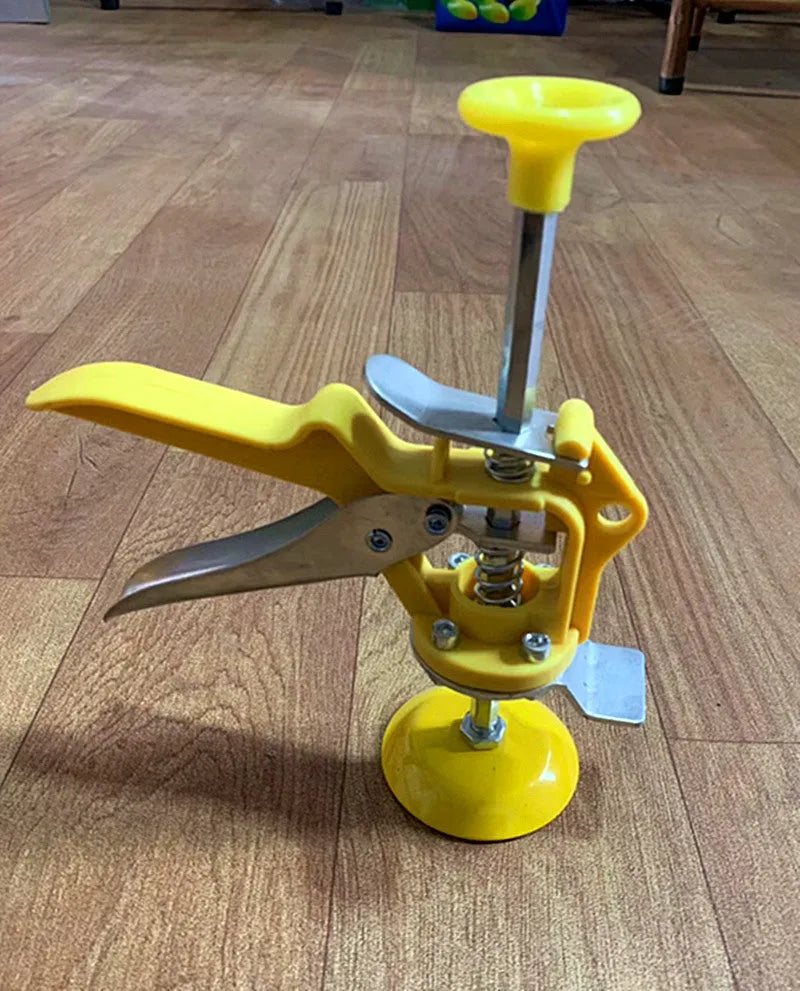 Metal alloy tile raising locator with adjustable height mechanism for concrete processing