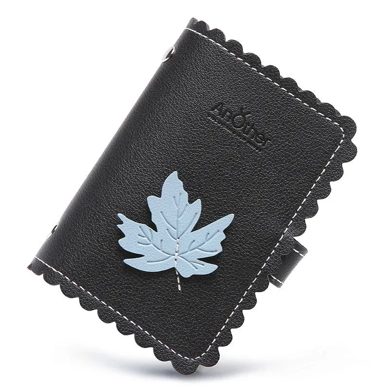 Anti-degaussing card holder with animal pattern in compact design for women, black colour with bunny style