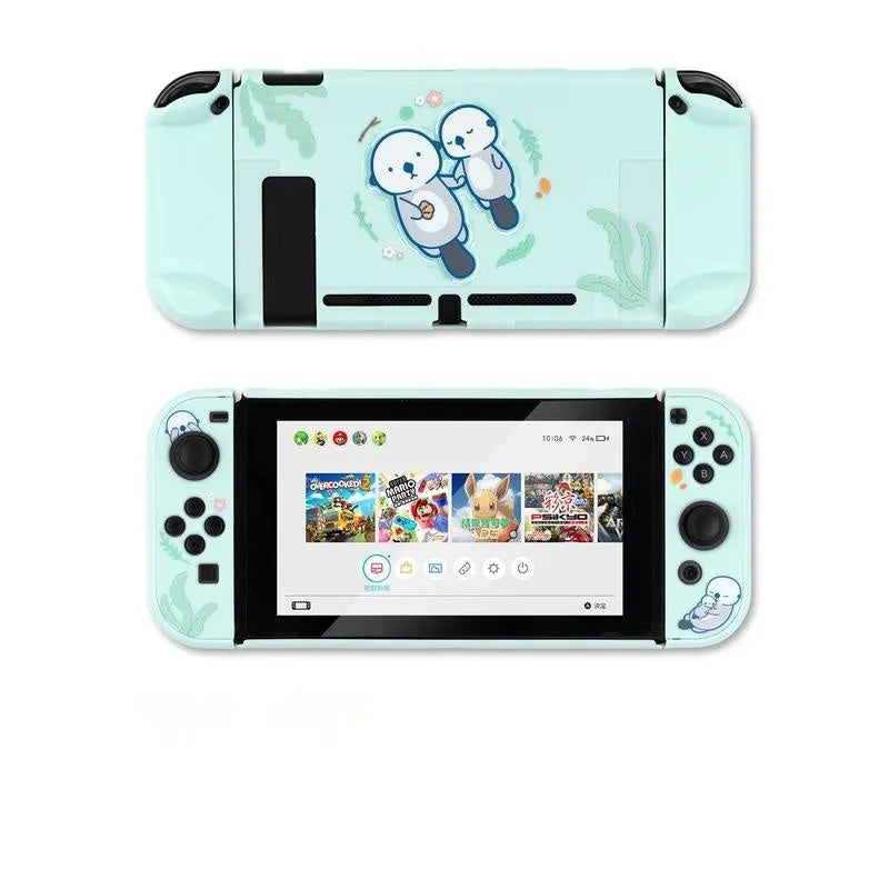 Sea Otter protective shell case for Nintendo Switch and NS Lite with silicone grip and PC hard cover