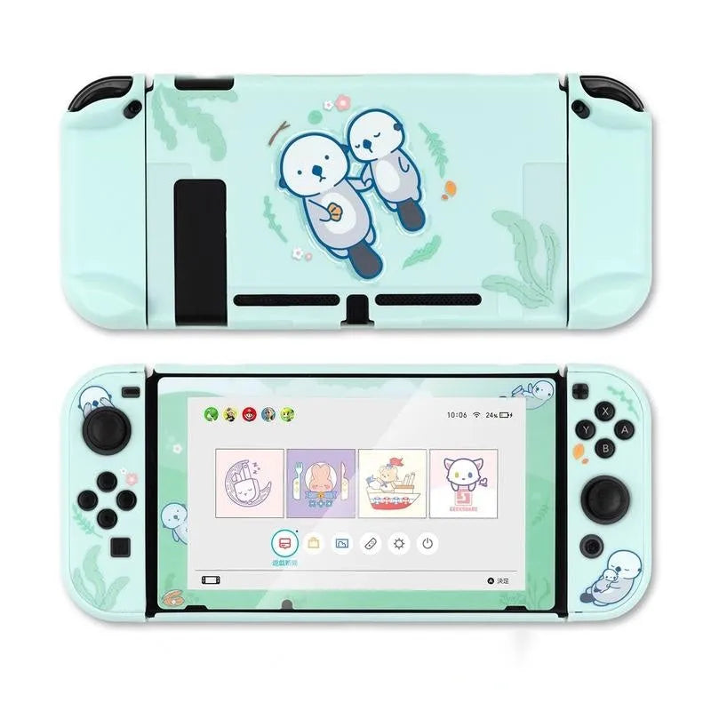 Sea Otter protective shell case for Nintendo Switch and NS Lite with silicone grip and PC hard cover