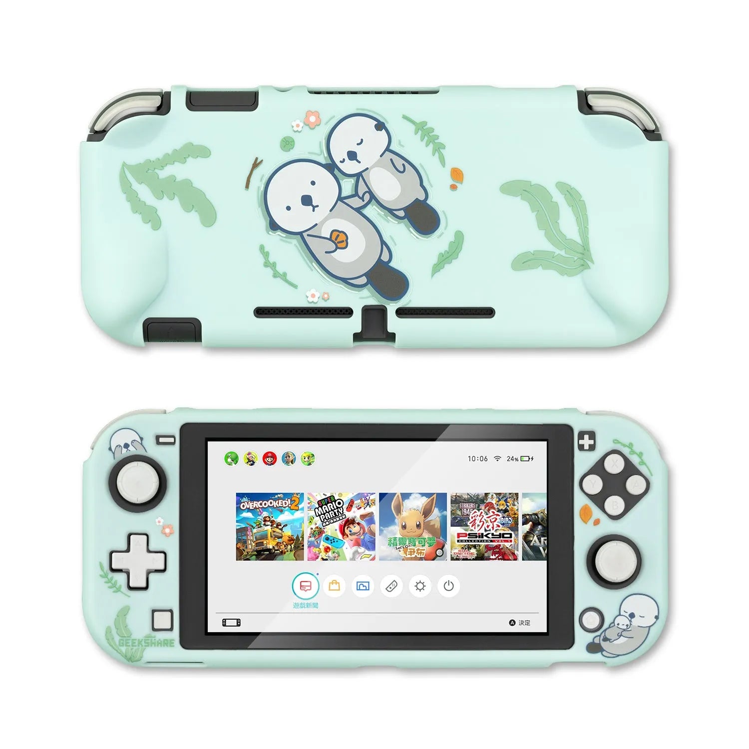Sea Otter protective shell case for Nintendo Switch and NS Lite with silicone grip and PC hard cover
