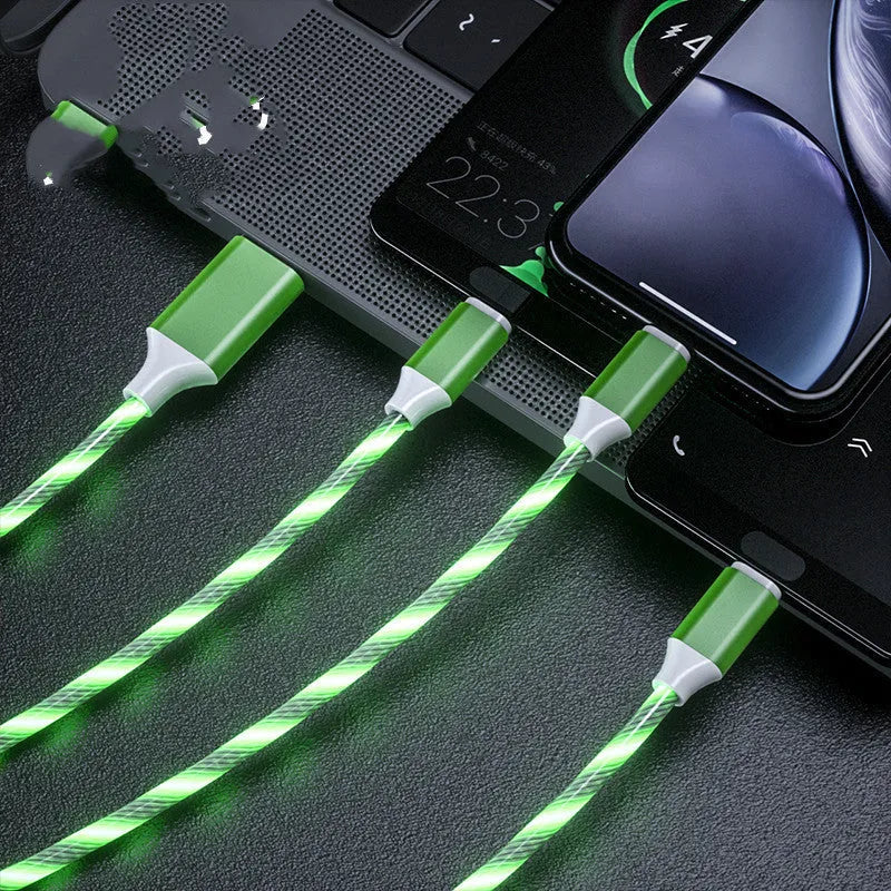 USB cable splitting into three connectors in blue, red, and green colours