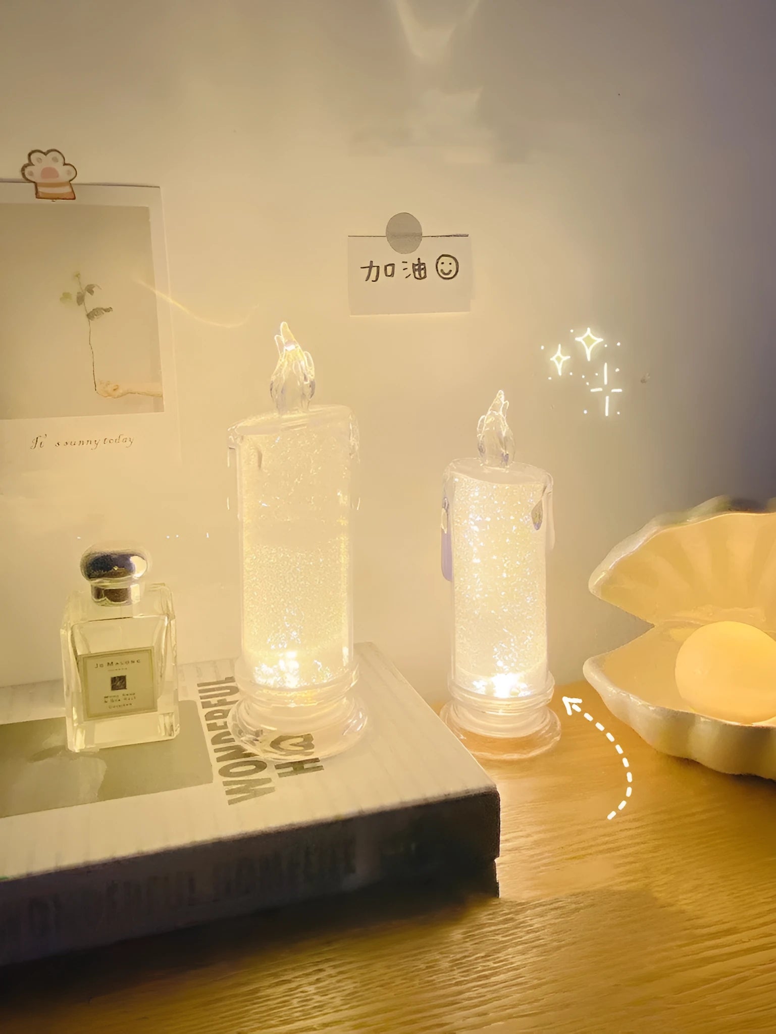 LED bedside night light with message board showing custom text in dormitory bedroom setting
