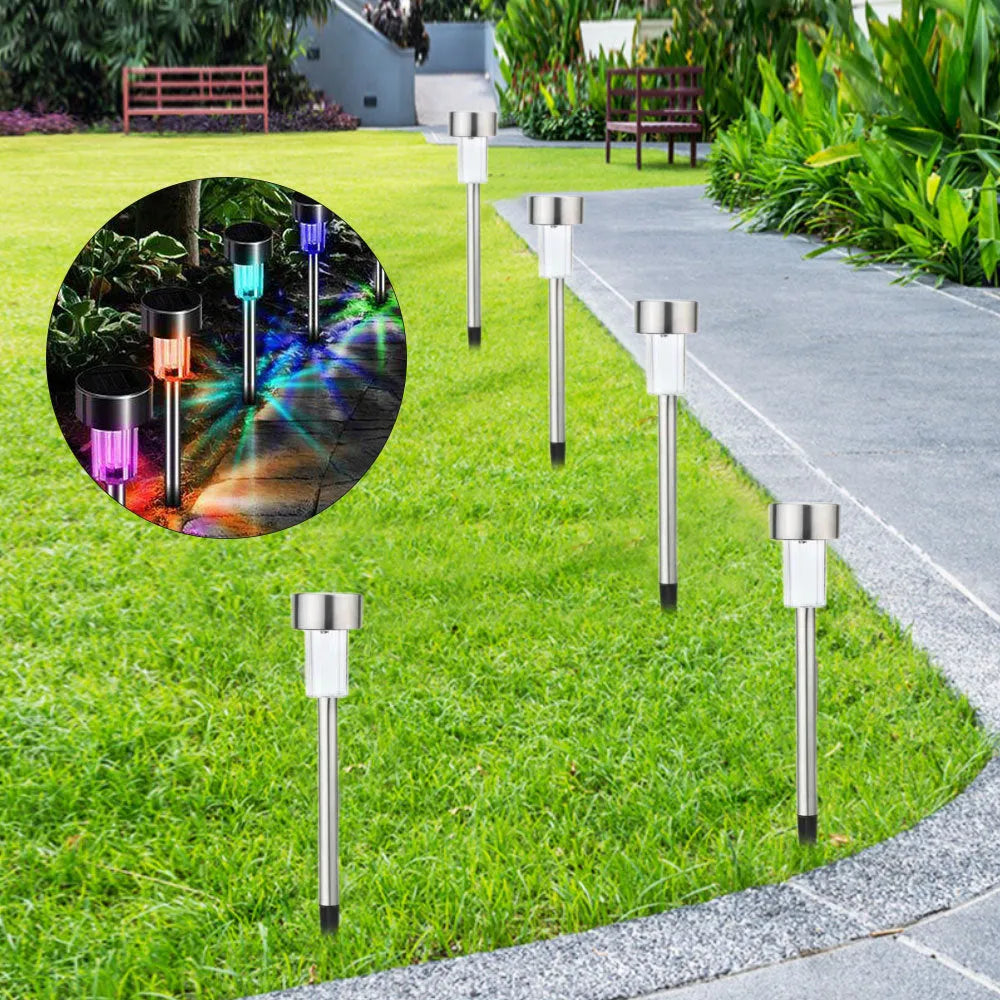 Stainless steel LED garden light for outdoor waterproof use, 29.5cm tall.
