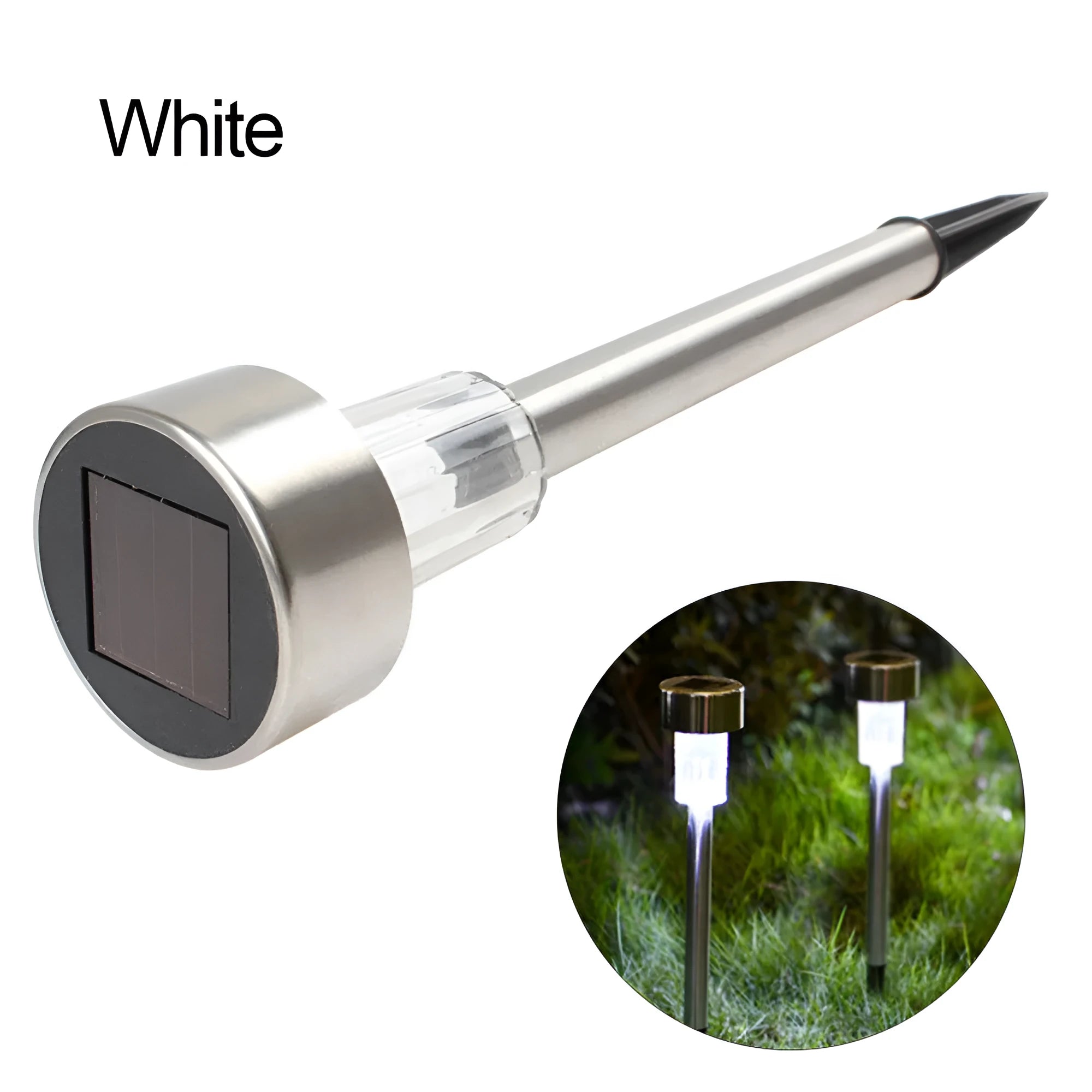 Stainless steel LED garden light for outdoor waterproof use, 29.5cm tall.