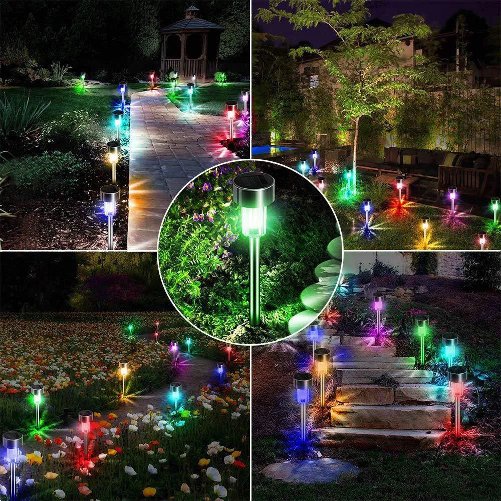 Stainless steel LED garden light for outdoor waterproof use, 29.5cm tall.