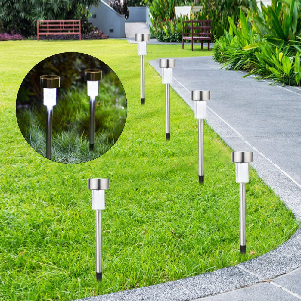 Stainless steel LED garden light for outdoor waterproof use, 29.5cm tall.