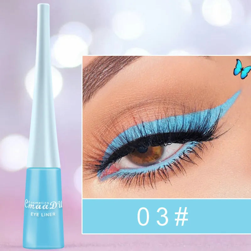17 Colour matte liquid eyeliner pens in assorted shades including black, pink, and blue
