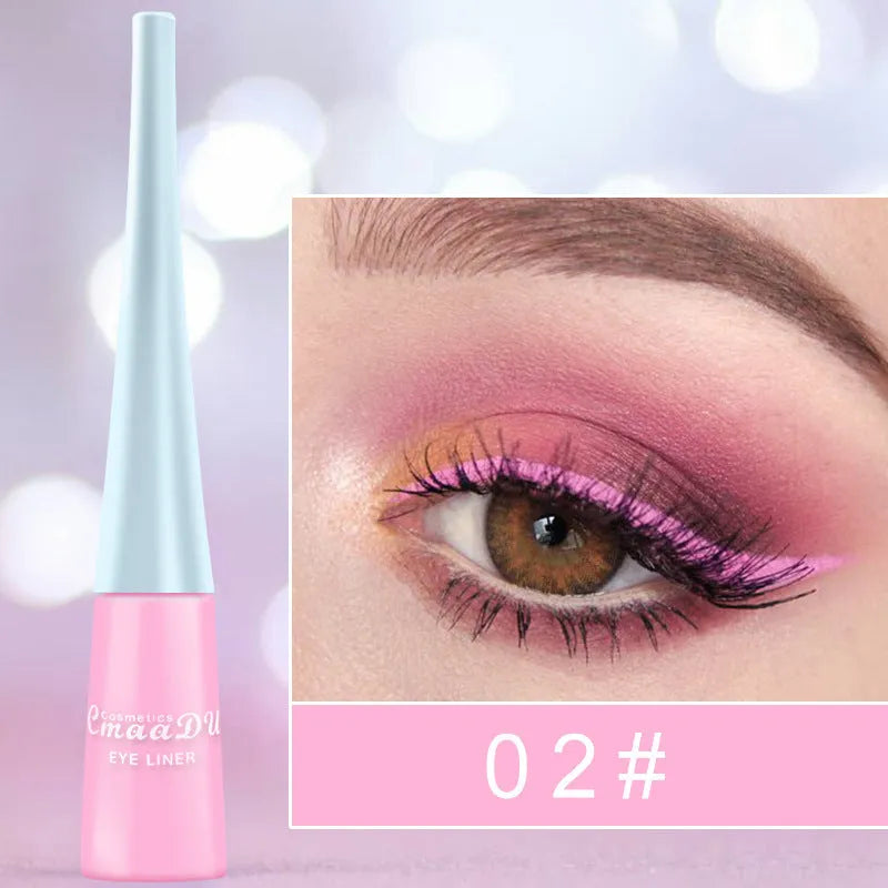 17 Colour matte liquid eyeliner pens in assorted shades including black, pink, and blue