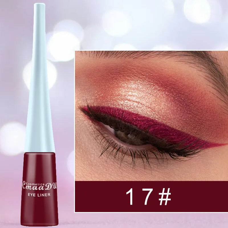17 Colour matte liquid eyeliner pens in assorted shades including black, pink, and blue