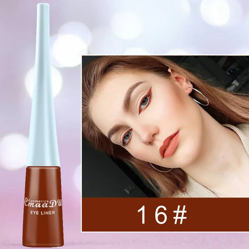 17 Colour matte liquid eyeliner pens in assorted shades including black, pink, and blue