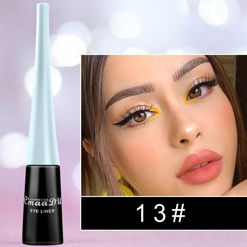 17 Colour matte liquid eyeliner pens in assorted shades including black, pink, and blue