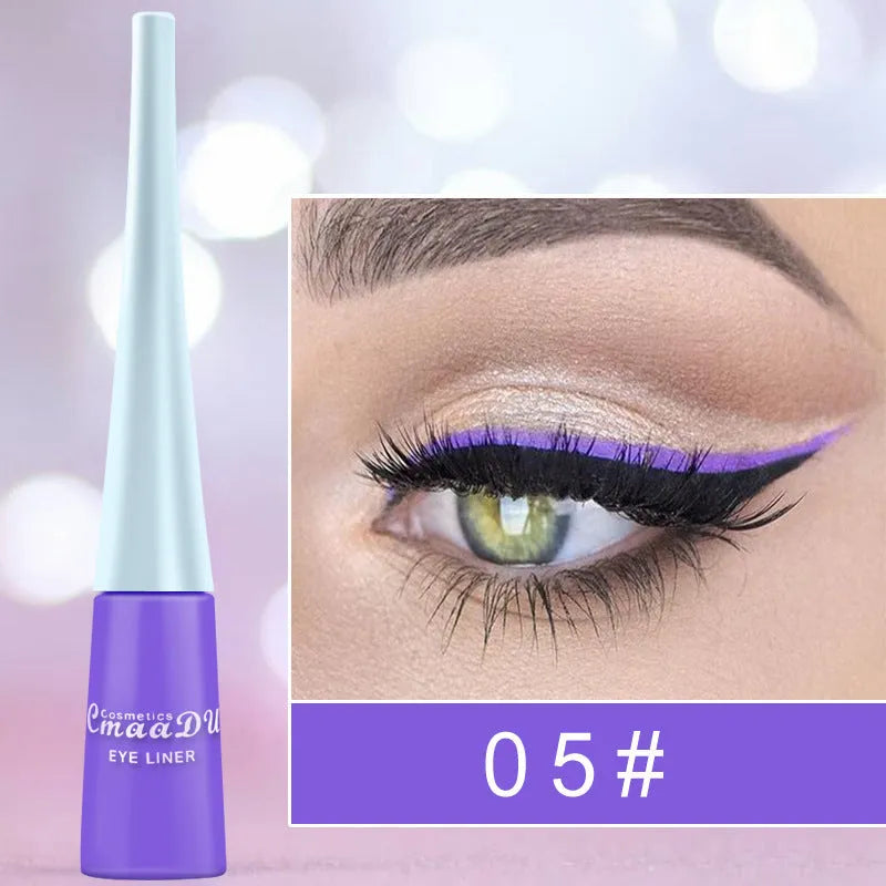 17 Colour matte liquid eyeliner pens in assorted shades including black, pink, and blue