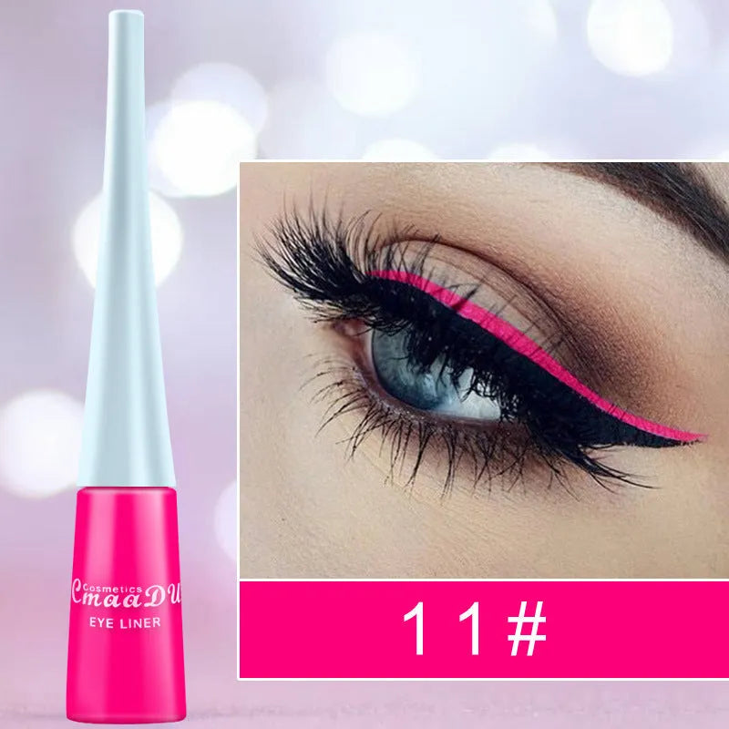 17 Colour matte liquid eyeliner pens in assorted shades including black, pink, and blue