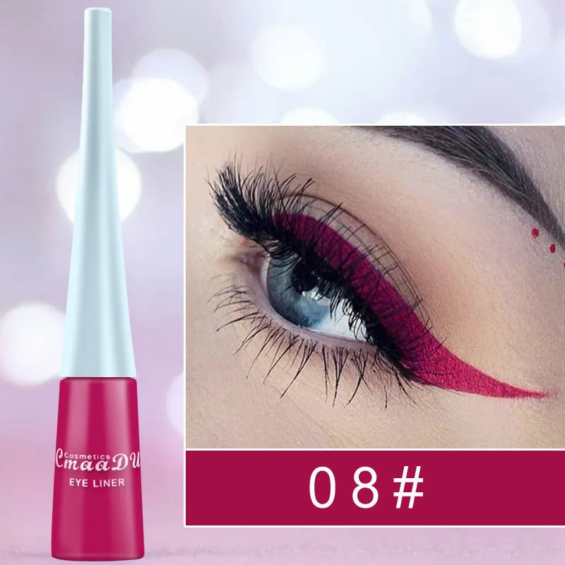 17 Colour matte liquid eyeliner pens in assorted shades including black, pink, and blue
