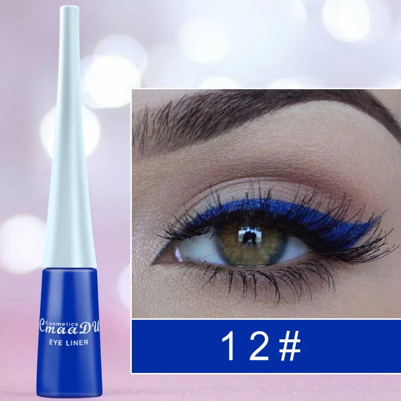 17 Colour matte liquid eyeliner pens in assorted shades including black, pink, and blue