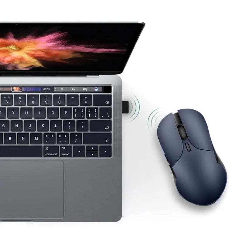 Blue smart voice mouse with 2.4G wireless receiver and voice control button for computer translation
