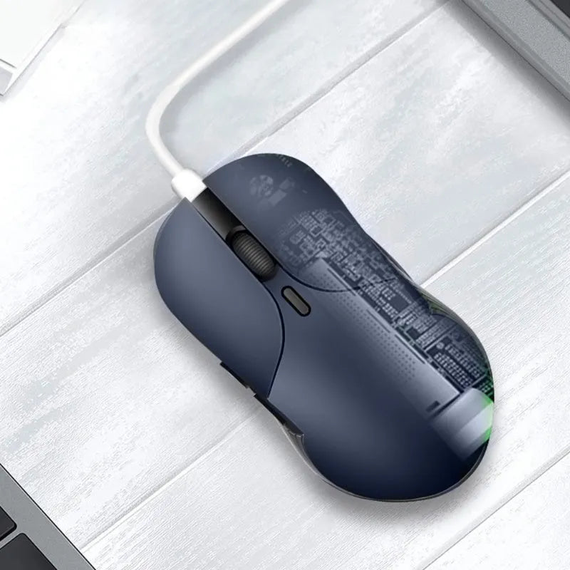 Blue smart voice mouse with 2.4G wireless receiver and voice control button for computer translation