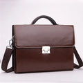 Black PU leather men's business briefcase with zipper opening and loading handle