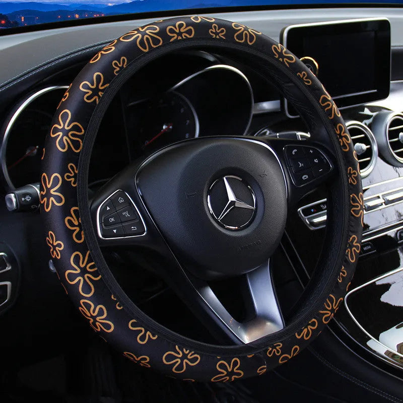 Beetle printed milk silk car steering wheel cover for 37-38cm wheels in blue colour