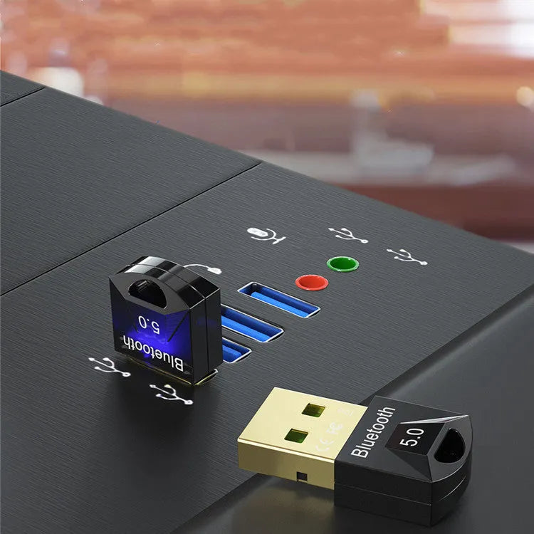 Computer wireless audio Bluetooth 5.0 USB adapter in black colour