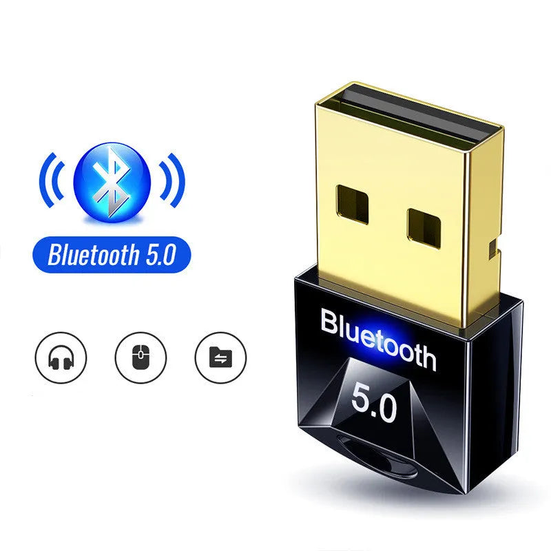 Computer wireless audio Bluetooth 5.0 USB adapter in black colour
