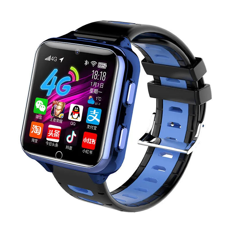Children's black, blue or pink smart sports watch with silicone wrist strap and touch screen