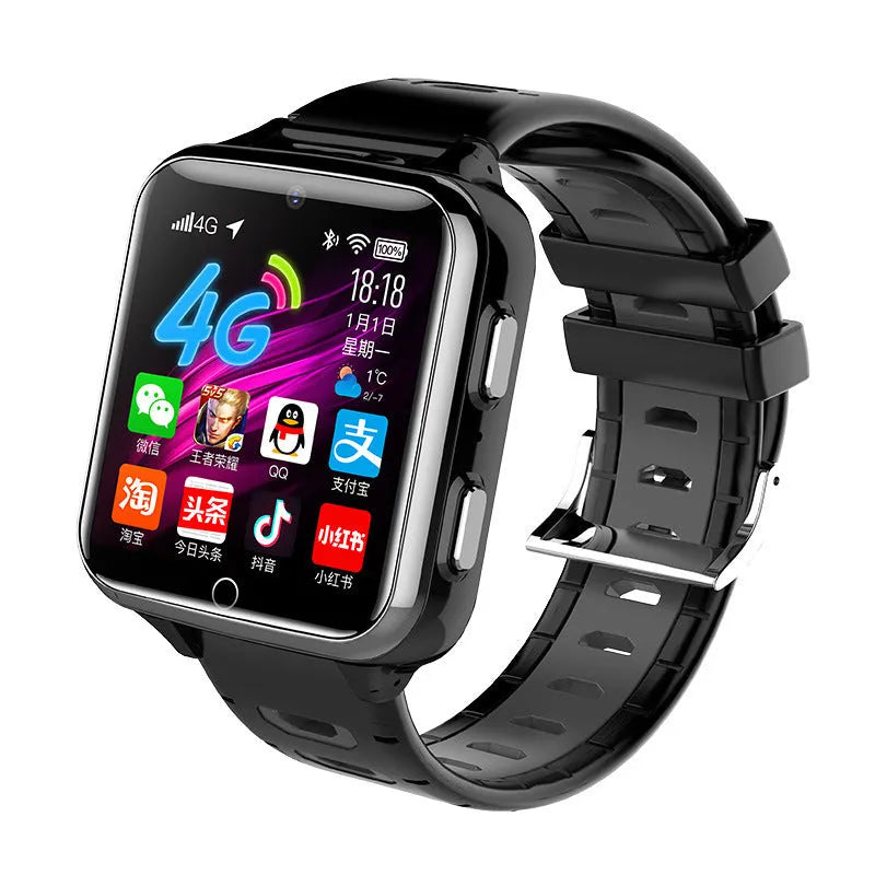 Children's black, blue or pink smart sports watch with silicone wrist strap and touch screen