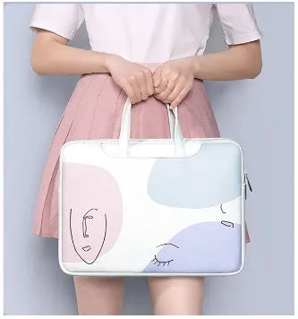 Waterproof PU leather laptop bag for 15.6 inch notebooks in blue, brown, and orange colours