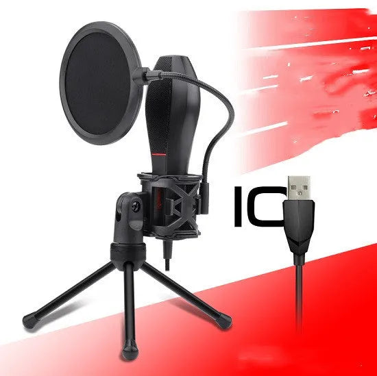 Live broadcast singing bar microphone with wired connection and USB power cable