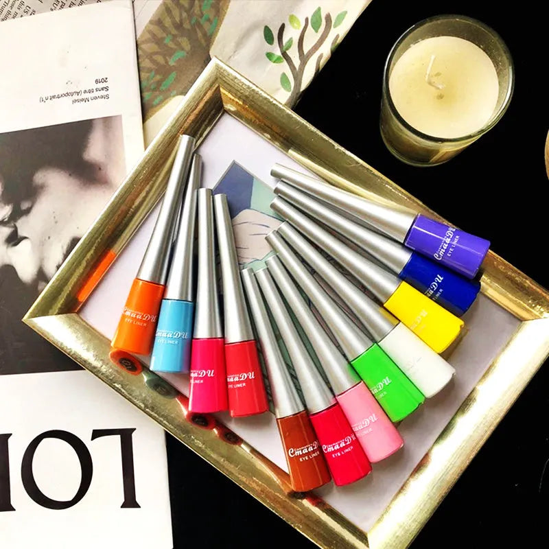 17 Colour matte liquid eyeliner pens in assorted shades including black, pink, and blue