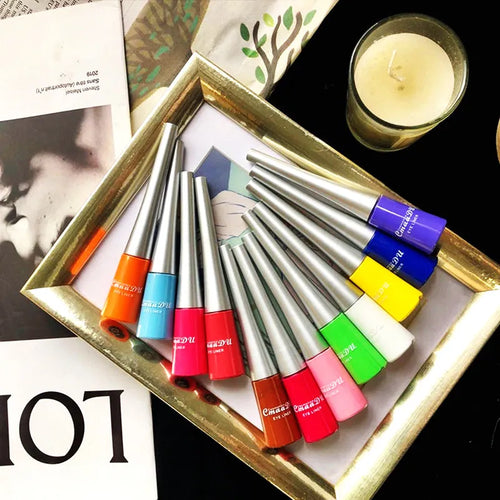 17 Colour matte liquid eyeliner pens in assorted shades including black, pink, and blue