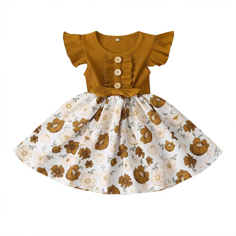 Sleeveless summer dress for toddler girl on hanger.