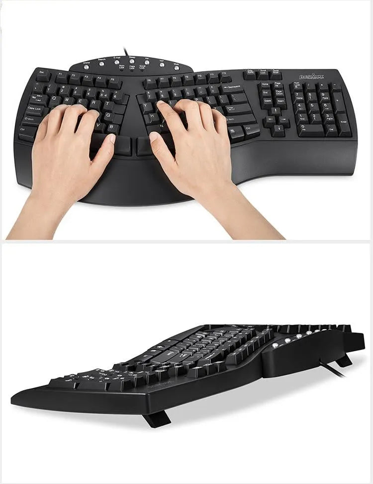 Perixx Periboard-512 ergonomic split keyboard in white with wired USB connection