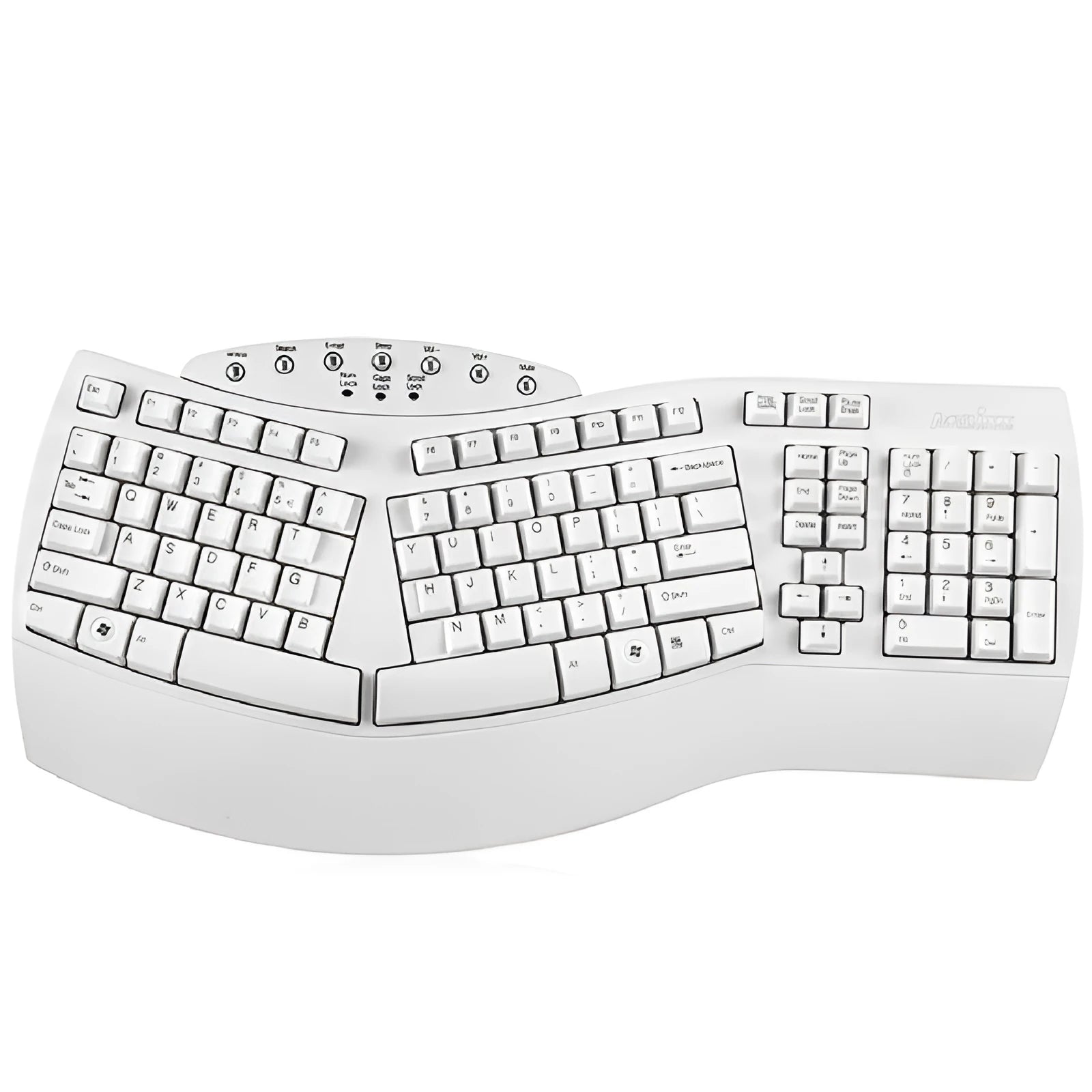 Perixx Periboard-512 ergonomic split keyboard in white with wired USB connection