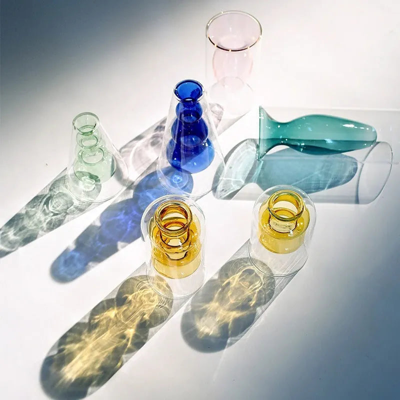 Small colourful transparent glass vase with Nordic ins style for home decoration