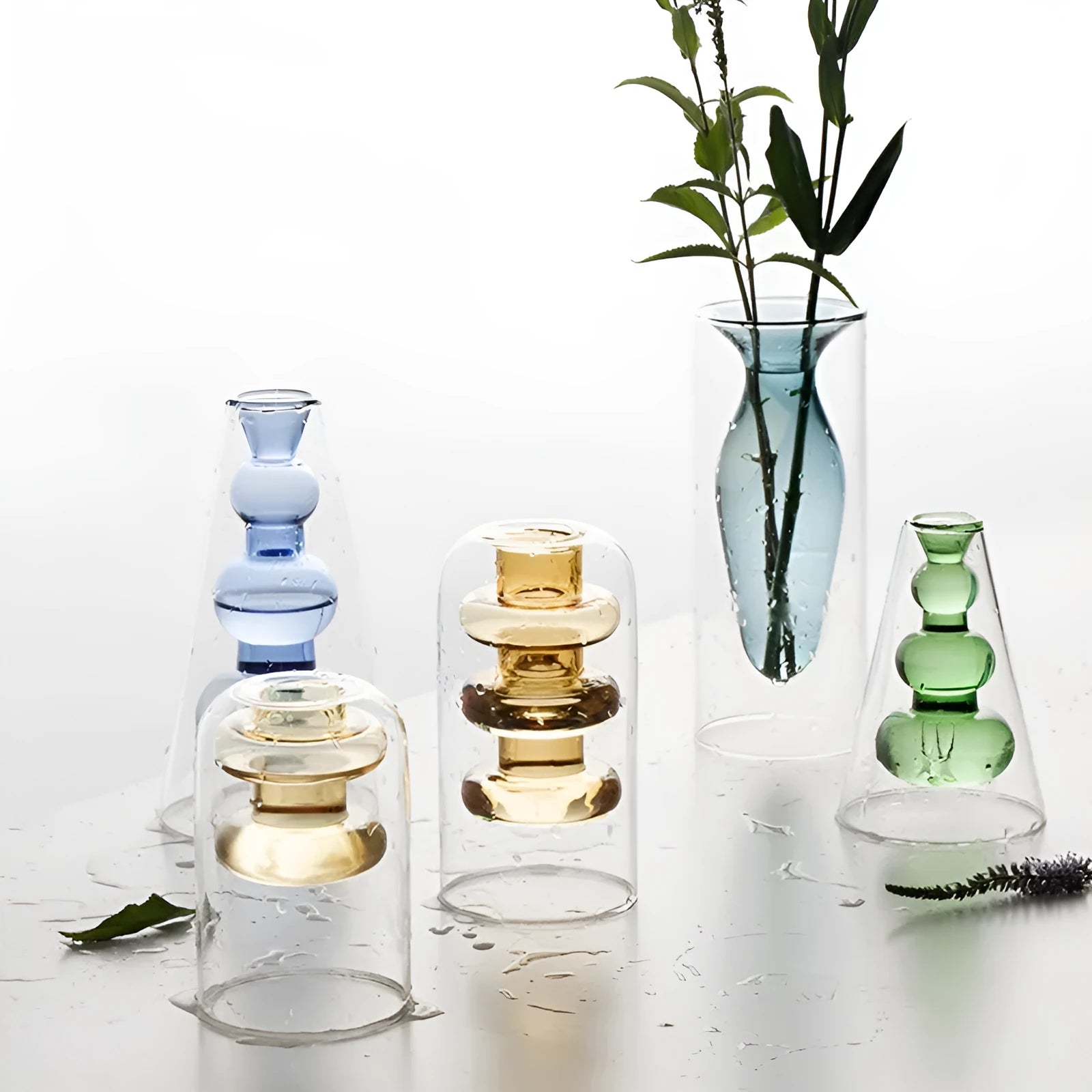 Small colourful transparent glass vase with Nordic ins style for home decoration