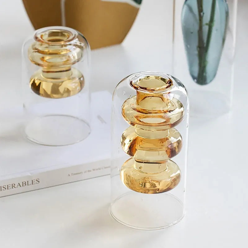 Small colourful transparent glass vase with Nordic ins style for home decoration